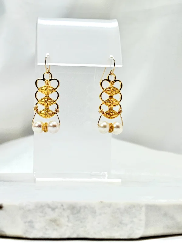 Ladies 22K Gold Hoop Earrings -Ladies Earrings for Bridal Spark-Earrings - Sahar Pearl Earrings