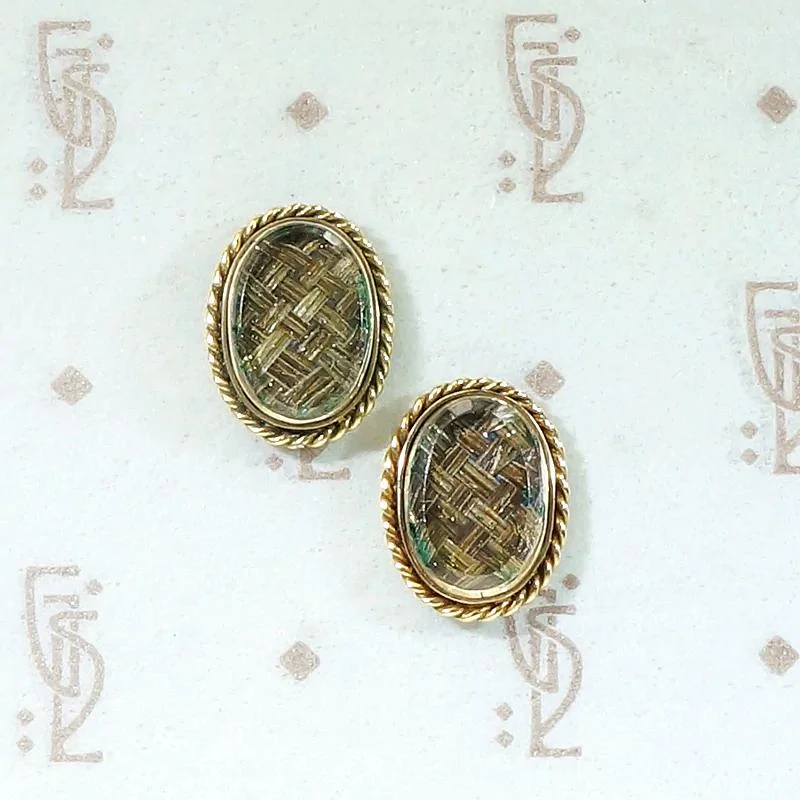 Ladies Unity Blend Earrings -Ladies Earrings for Mentor Spark-Sentimental Victorian Woven Hair Stud Earrings