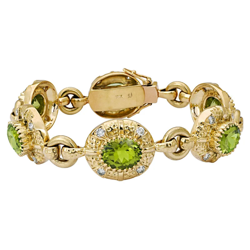 Ladies Bracelets with Brown Astrophyllite-Ladies Starry Fate Bracelets -Bracelet-Peridot and Diamond