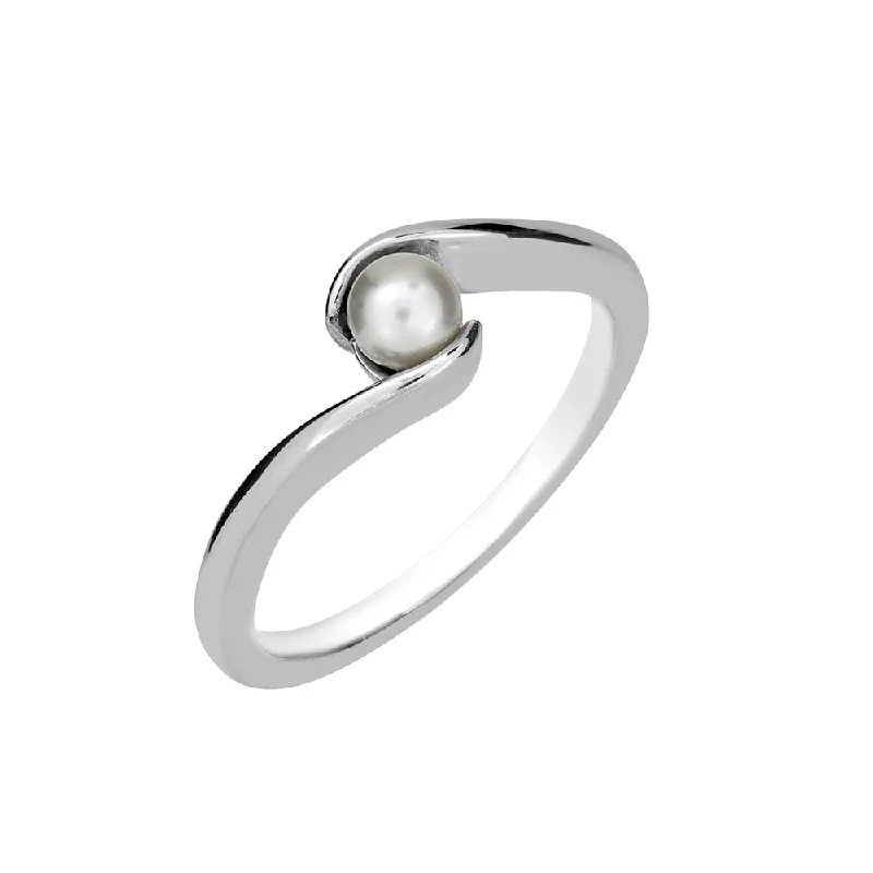 Ladies Pure Tone Rings -Ladies Rings with Royal Lapis-Sterling Silver Pearl Ring HB30076PLSS