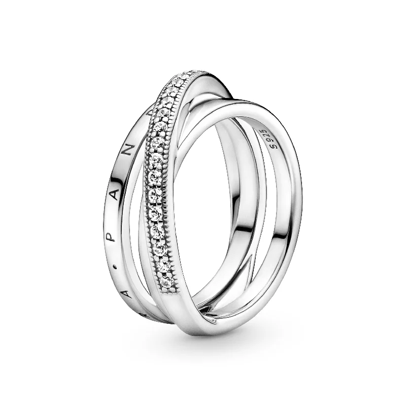 Ladies Memory Token Rings -Ladies Rings for Lawyer Shine-Crossover Pavé Triple Band Ring 199057C01