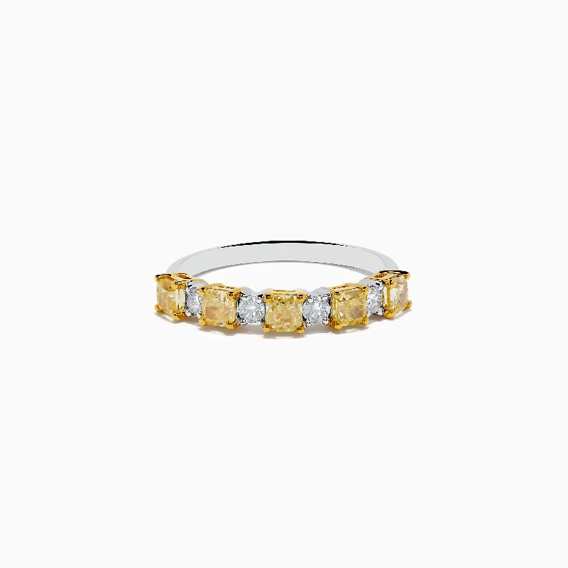 Ladies Lunar Tide Rings -Ladies Rings with Yellow Xenotime-Canare 18K Two Tone White & Yellow Diamond Band Ring