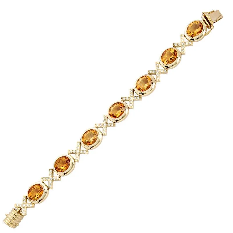 Ladies Bracelets with Triangle Shine-Ladies Seaborne Blue Bracelets -Bracelet-Citrine and Diamond  (1254C)