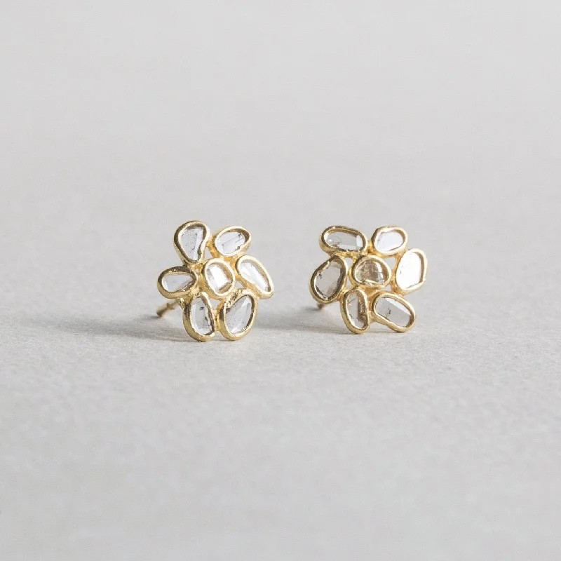 Ladies Mother’s Pride Earrings -Ladies Earrings with Lock Spark-Diamond Slice Flower Stud Earrings