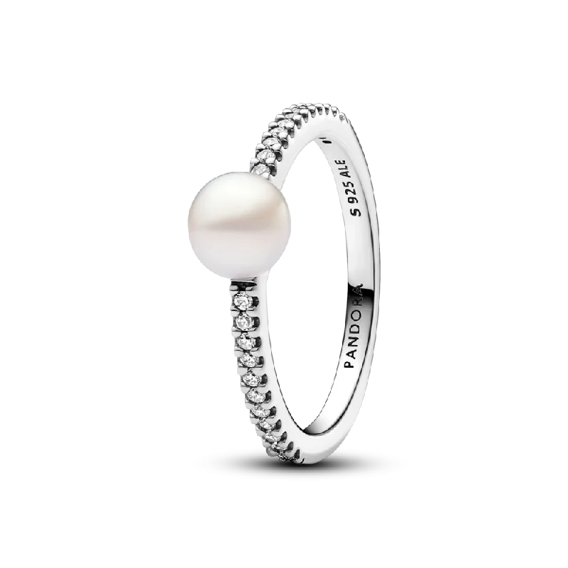 Ladies Opulent Luxe Rings -Ladies Rings Dual Glow-Treated Freshwater Cultured Pearl & Pavé Ring