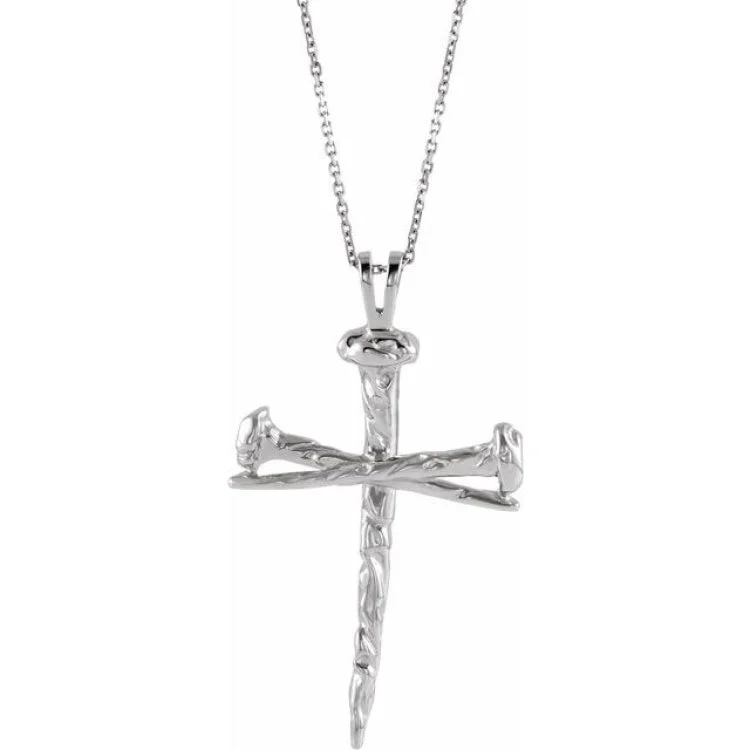 Ladies Necklaces with Green Grandidierite-Ladies Balance Charm Necklaces -Sterling Silver 24x43 mm Nail Design Cross 24" Necklace