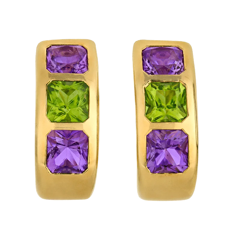 Ladies Fluttering Butterfly Earrings -Ladies Earrings Crafted Spark-Van Cleef & Arpels Amethyst and Peridot Earrings, 18.00 Carats