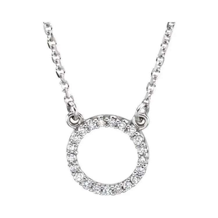 Ladies Necklaces Ethnic Shine-Ladies Anniversary Charm Necklaces -14K White .08 CTW Natural Diamond Circle 16" Necklace