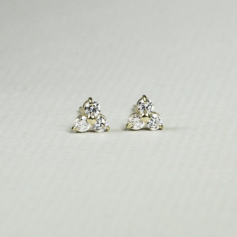 Ladies Lustrous Pearl Earrings -Ladies Earrings Handmade Spark-Crystal Triangle Stud Earrings