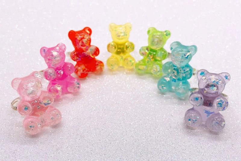 Ladies Sisterly Love Rings -Ladies Rings with Yellow Heliodor-Instant Shipping! Glitter Gummi Bear Ring (7 Colors)