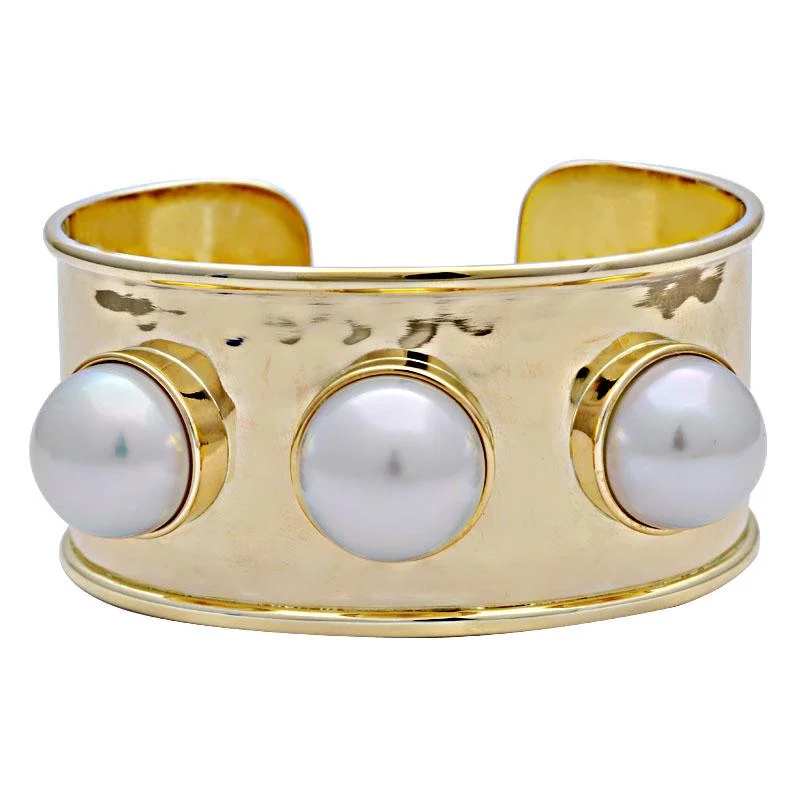 Ladies Bracelets for Sport Shine-Ladies Stellar Dust Bracelets -Cuff Bangle-South Sea Pearl  (2114C)