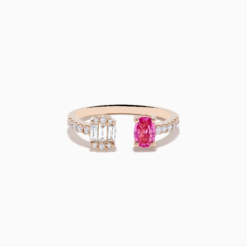 Ladies Emerald Spark Rings -Ladies Rings with Blue Shattuckite-14K Rose Gold Pink Sapphire and Diamond Toi Et Moi Ring