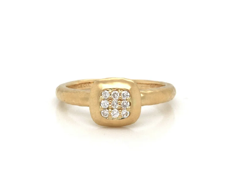 Ladies Hushed Tone Rings -Ladies Rings with Yellow Herderite-New Gabriel & Co. 0.09ctw Pave Diamond Ring in 14K