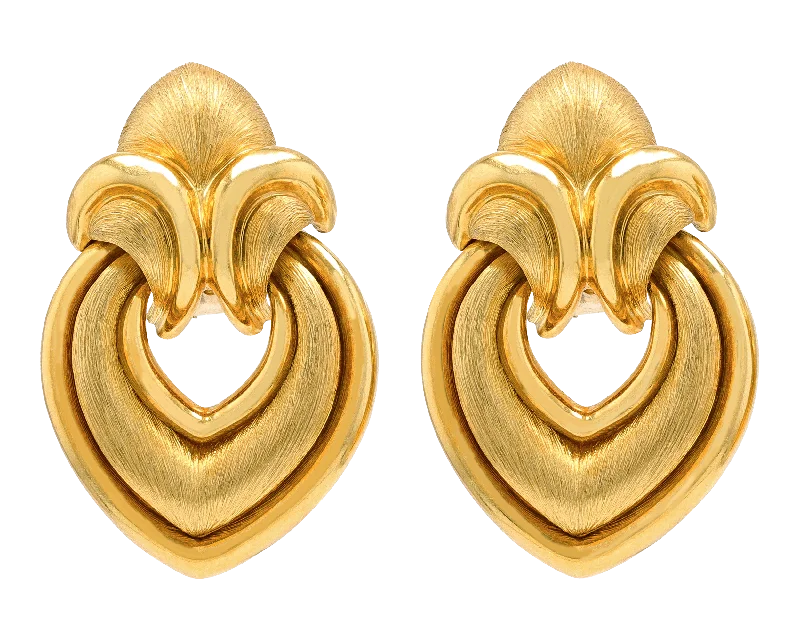 Ladies Futuristic Sleek Earrings -Ladies Earrings for Party Spark-Henry Dunay Gold Door Knocker Earrings