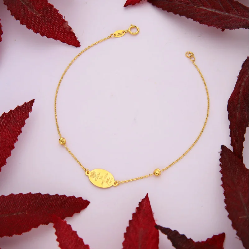 Ladies Bracelets Flex Glow-Ladies Swarovski Shine Bracelets -Gold Oval Shaped Bracelet 21KT - FKJBRL21KM10005