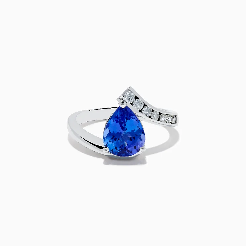 Ladies Bliss Shine Rings -Ladies Rings with Anchor Shine-Nahla Siri 14K White Gold Floating Tanzanite and Diamond Ring