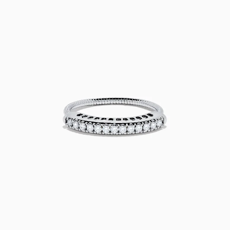 Ladies Kinship Bond Rings -Ladies Rings with Oval Spark-14K White Gold Flexible Size 7-10 Diamond Ring