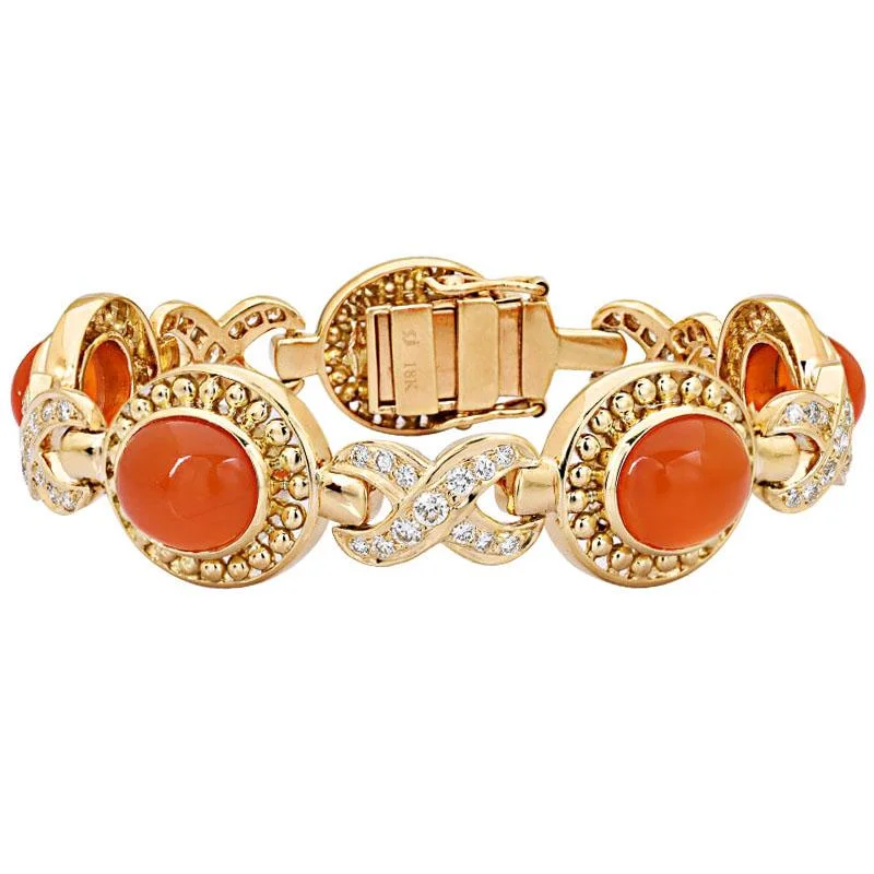 Ladies Bracelets with Gold Sphalerite-Ladies Lush Tropic Bracelets -Bracelet-Cornelian and Diamond  (1450E)