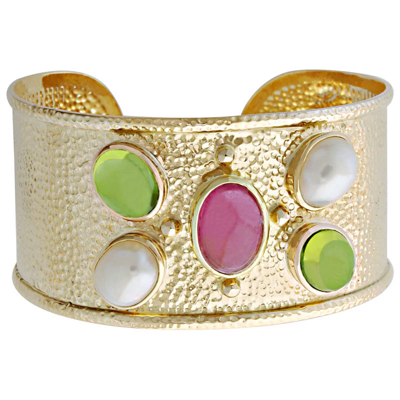 Ladies Bracelets for Doctor Spark-Ladies Glinting Glitter Bracelets -Bangle-Rubellite, Peridot and Pearl