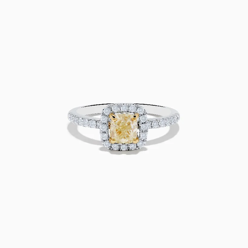 Ladies Narrow Sleek Rings -Ladies Rings Infinite Glow-Canare 18K Two Tone Gold White and Yellow Diamond Ring