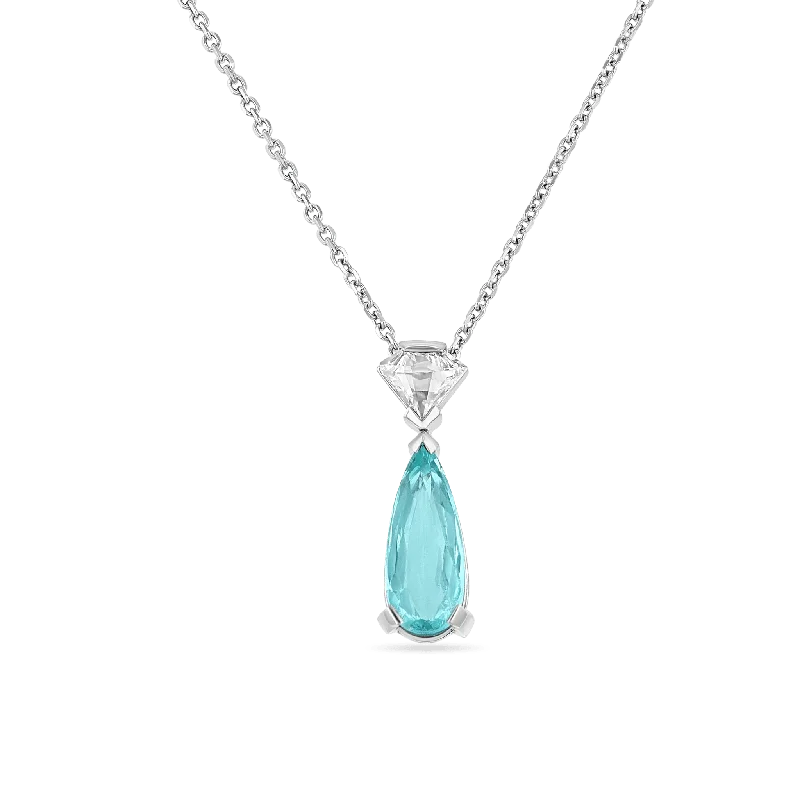 Ladies Necklaces for Daily Shine-Ladies Rose Gold Chain Necklaces -'Bluebelle' Paraiba and Diamond Necklace