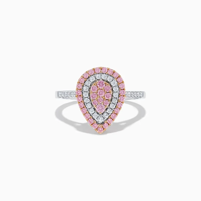 Ladies Brave Heart Rings -Ladies Rings for Travel Shine-14K Two Tone Pink and White DiamondRing