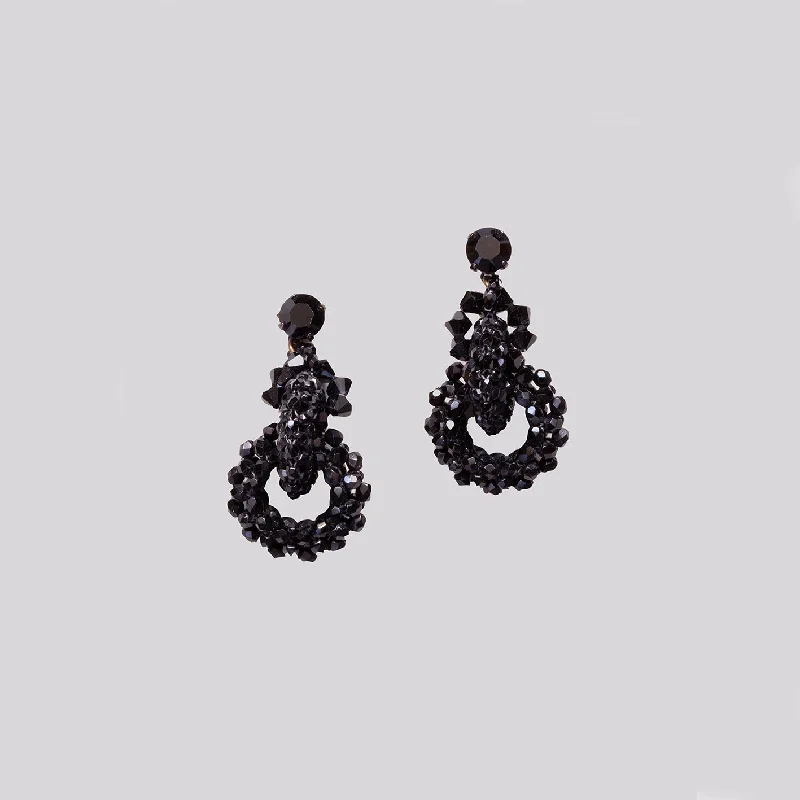 Ladies Fresh Spring Earrings -Ladies Earrings Light Spark-Vintage Black Beads Stud Earrings