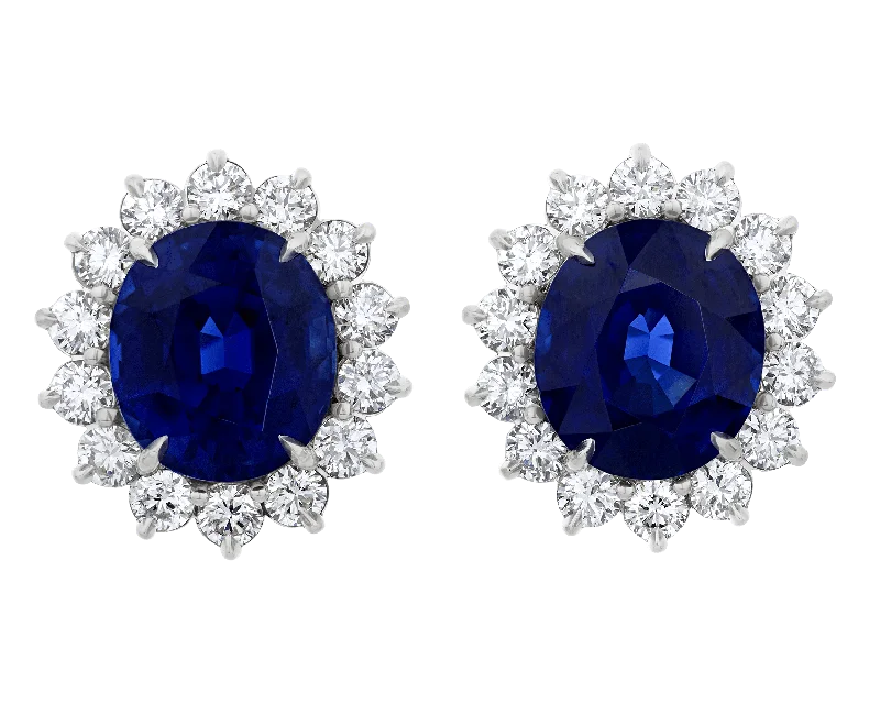 Ladies Wide Hoop Earrings -Ladies Earrings with Sky Topaz-Unheated Sapphire Earrings, 20.62 Carats