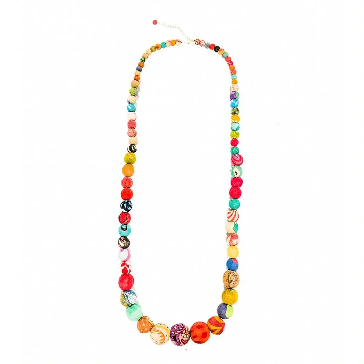 Ladies Necklaces with White Phenakite-Ladies Country Charm Necklaces -Kantha Kali Necklace