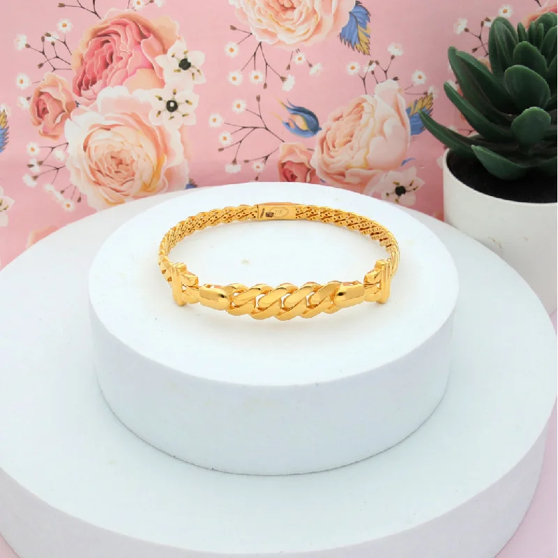 Ladies Bracelets with Clear Natrolite-Ladies Journey Theme Bracelets -Gold Curb and Cuban Design Bangle 21KT - FKJBNG21KM9698