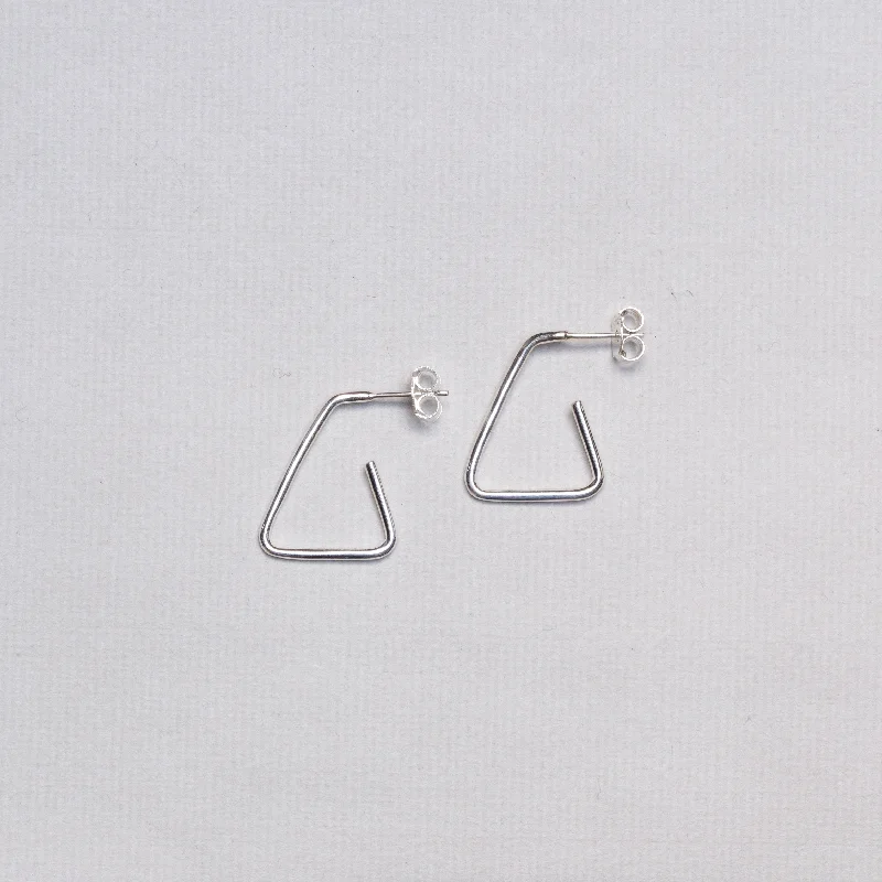 Ladies Starlit Magic Earrings -Ladies Earrings for Elder Shine-Open Silver Triangle Stud Earrings