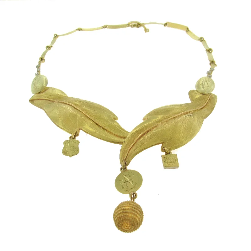 Ladies Necklaces with Bead Glow-Ladies Wooden Bead Necklaces -Marco Borghesi: 18K Gold Retro Necklace