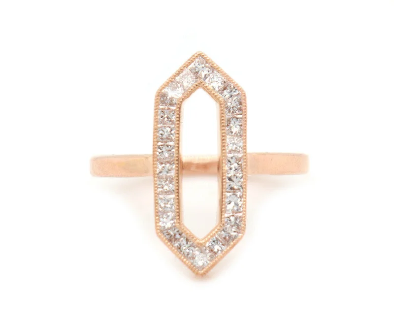 Ladies Airy Light Rings -Ladies Rings with Sky Celestite-Sethi Kerri 0.60ctw Diamond Hexagon Ring in 18K