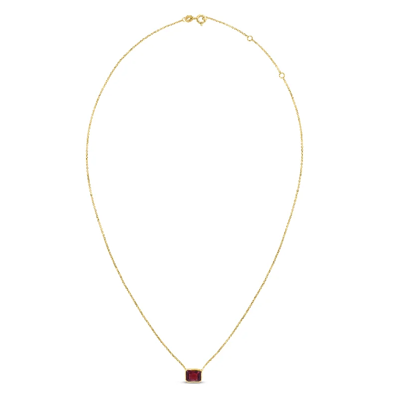 Ladies Necklaces with Purple Taaffeite-Ladies Steampunk Gear Necklaces -14K Gold Emerald Cut Garnet Necklace