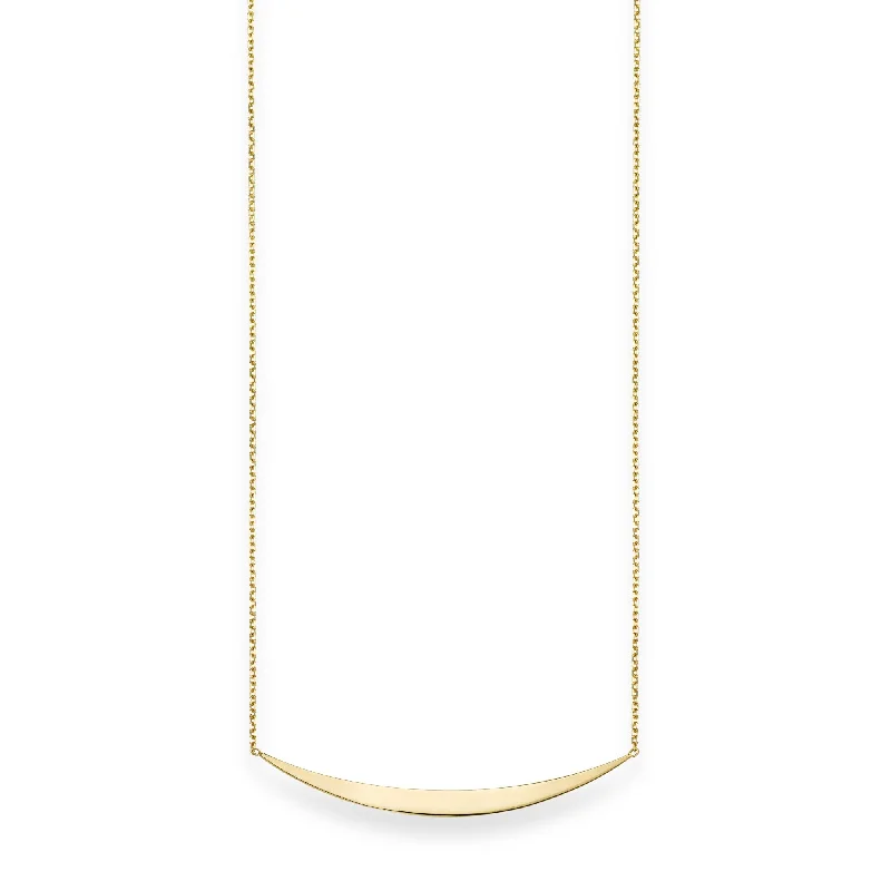 Ladies Necklaces with Jade Shine-Ladies Zodiac Sign Necklaces -14K Gold Polished Crescent Bar Necklace