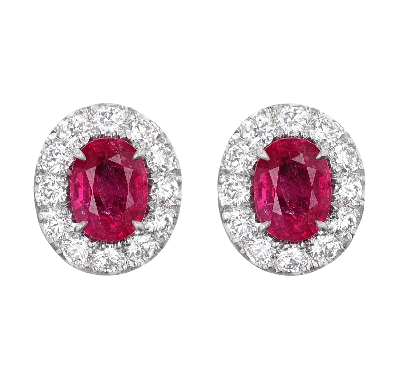 Ladies Petal Crown Earrings -Ladies Earrings with Purple Stichtite-Mozambique Ruby and Diamond Earrings