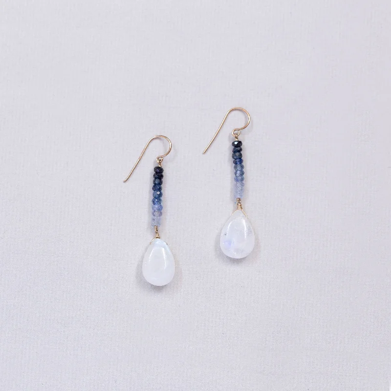 Ladies Tender Love Earrings -Ladies Earrings with Bronze Enstatite-Sapphire and Moonstone Drop Earrings