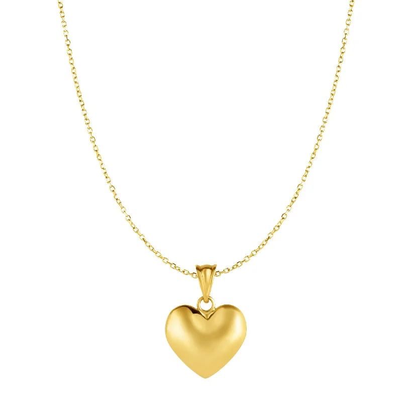 Ladies Necklaces for Doctor Shine-Ladies Colorful Strand Necklaces -10K Gold Puffy Heart Necklace