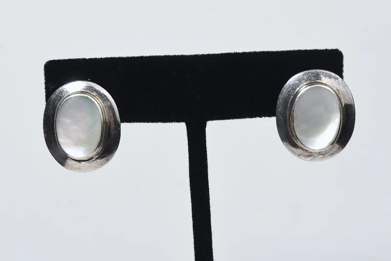 Ladies Velvety Smooth Earrings -Ladies Earrings for Bestie Spark-Vintage Sterling Silver Mother of Pearl Stud Earrings