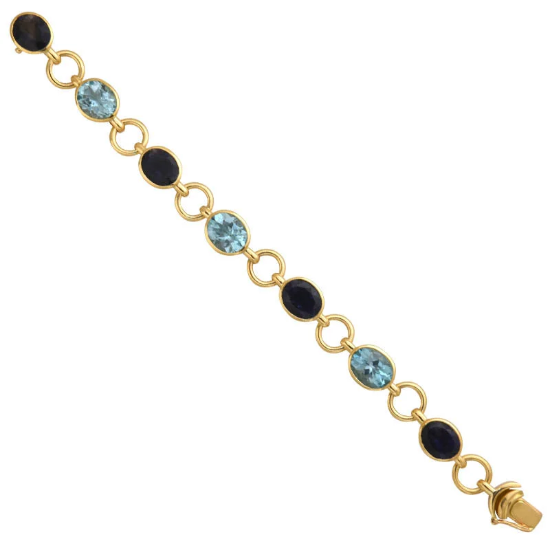 Ladies Bracelets Dual Glow-Ladies Blush Pink Bracelets -BRACELET- BLUE TOPAZ AND IOLITE IN 18K GOLD