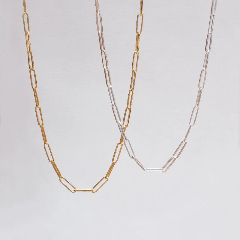 Ladies Necklaces Matte Shine-Ladies Tribal Pattern Necklaces -Gold and Silver Paperclip Chain Necklace #2