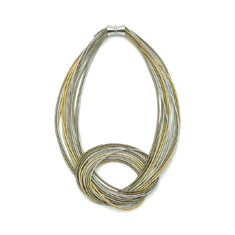 Ladies Necklaces for Mom Glow-Ladies Elegant Fine Necklaces -Tri-Color Piano Wire Knot Necklace