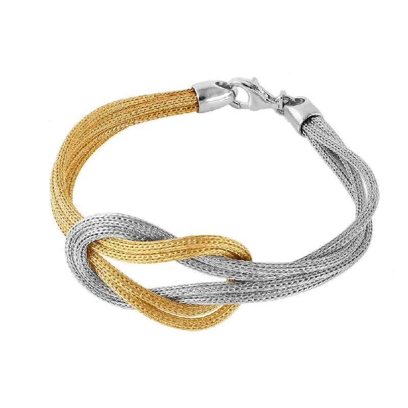 Ladies Bracelets for Winter Glow-Ladies Starry Charm Bracelets -Clearance-Silver 925 Gold Plated Mesh Infinity Knot Italian Bracelet - JPB00023GP