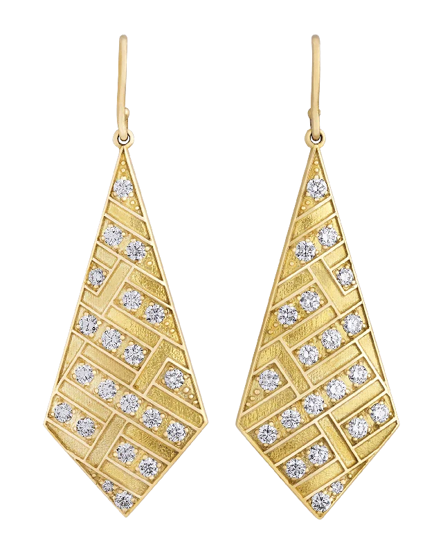 Ladies Painted Art Earrings -Ladies Earrings for Doctor Spark-Diamond Art Deco-Style Earrings, 1.40 carats