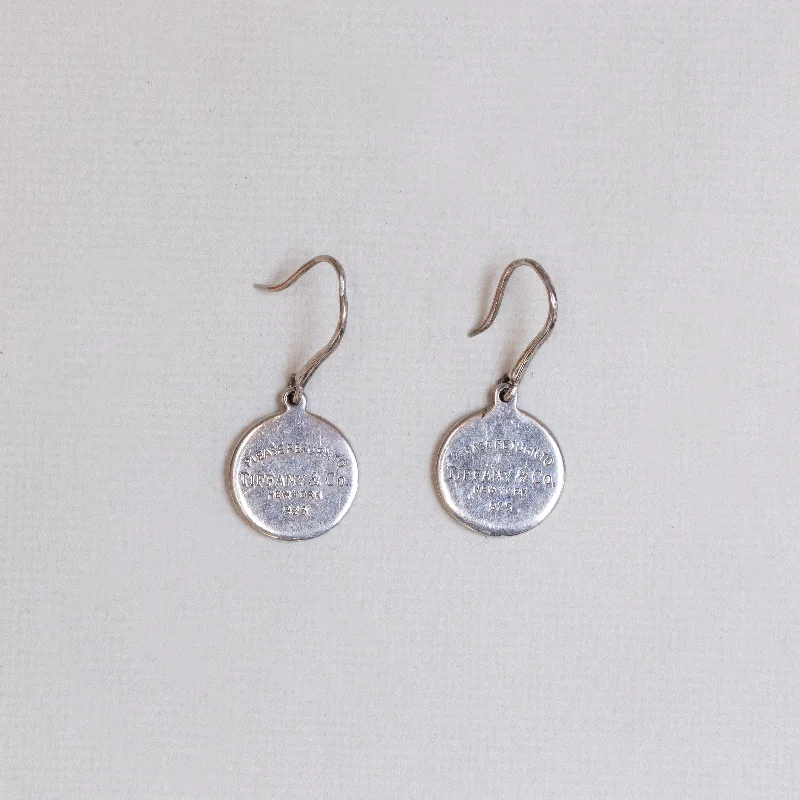 Ladies Mirror Shine Earrings -Ladies Earrings with Ocean Larimar-Vintage Disc Drop Earrings in Sterling Silver