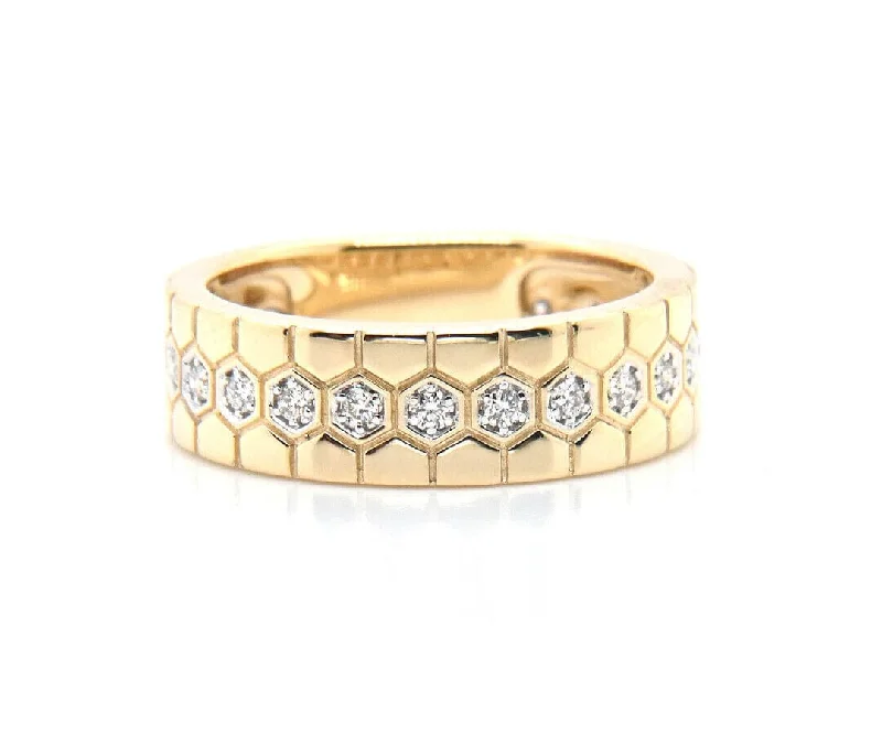 Ladies Oval Glow Rings -Ladies Rings for Aunt Spark-New Gabriel & Co. 0.24ctw Diamond Hexagon Pattern Ring in 14K