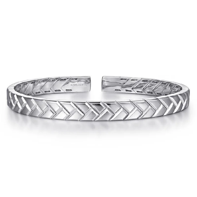 Ladies Lunar Tide Rings -Ladies Rings with Yellow Xenotime-Gabriel & Co. - BGM4512-75SVJJJ - 925 Sterling Silver Open Herringbone Bracelet