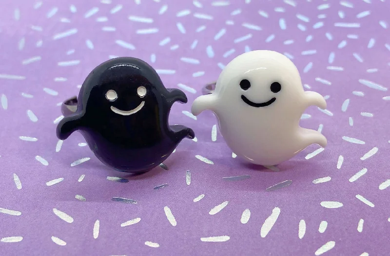 Ladies Resin Mold Rings -Ladies Rings with Moon Shine-Instant Shipping! Happy Ghost Ring (2 Colors)