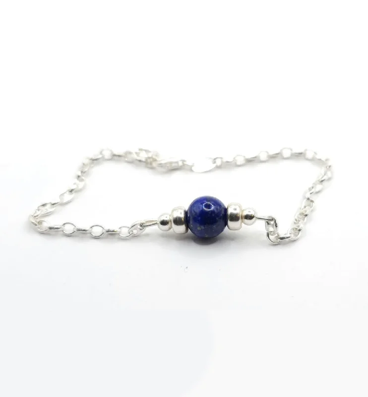 Ladies Bracelets with Crescent Glow-Ladies Mermaid Tail Bracelets -LAPIS LAZULI MINIMALIST BRACELET