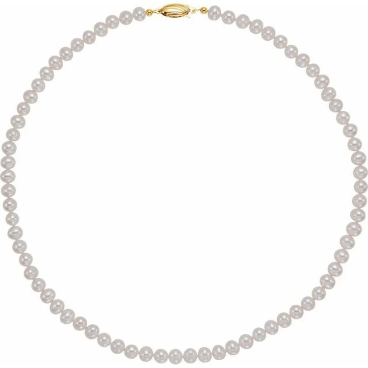 Ladies Necklaces with Gold Sphalerite-Ladies Urban Edge Necklaces -14K Yellow PanacheÂ® Cultured White Freshwater Pearl 18" Necklace